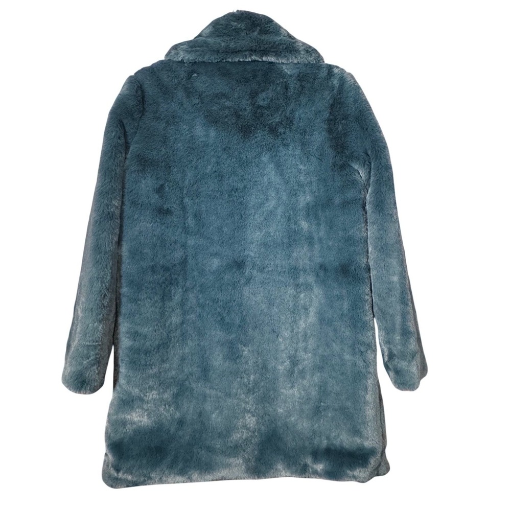 Christian Siriano Faux Fur Coat Teal Blue S Whimsigoth Coquette Glam Formal - Picture 3 of 15
